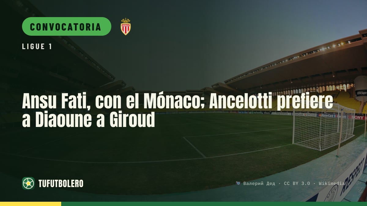 Ansu Fati, con el Mónaco; Ancelotti prefiere a Diaoune a Giroud