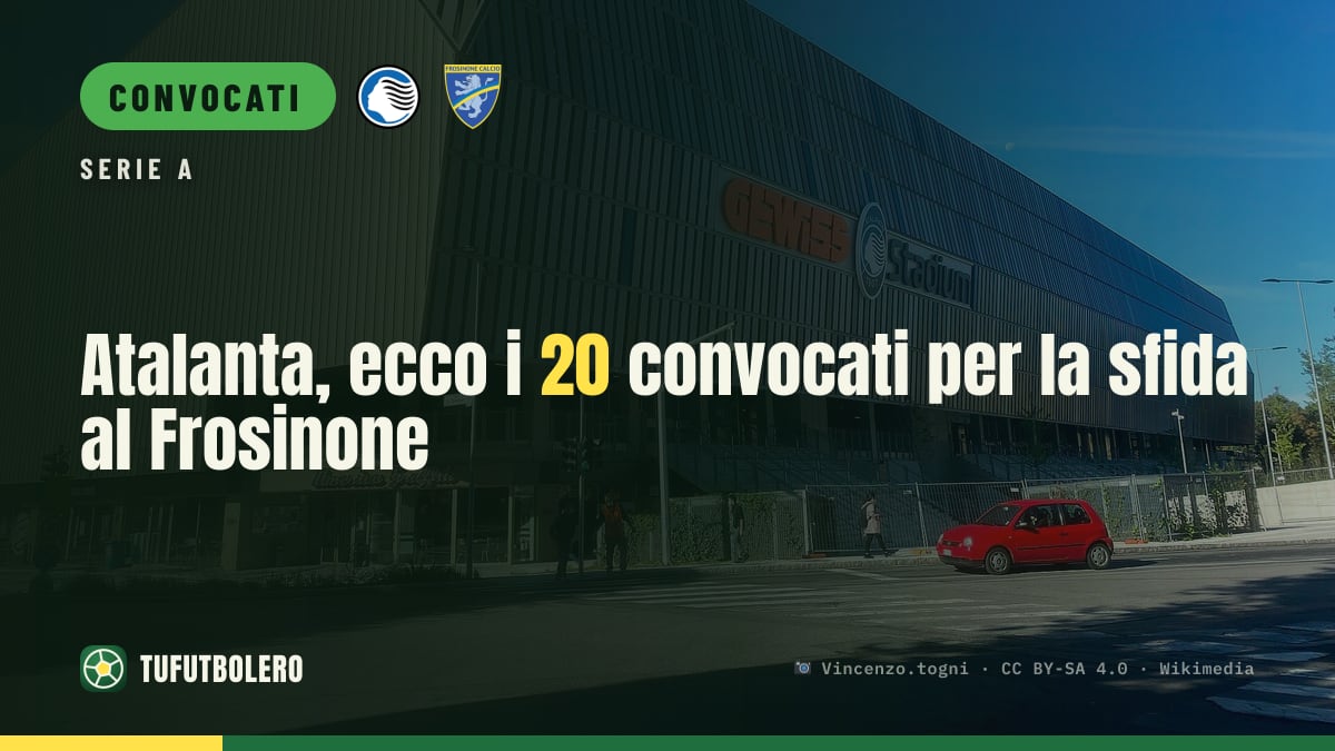Atalanta, ecco i 20 convocati per la sfida al Frosinone