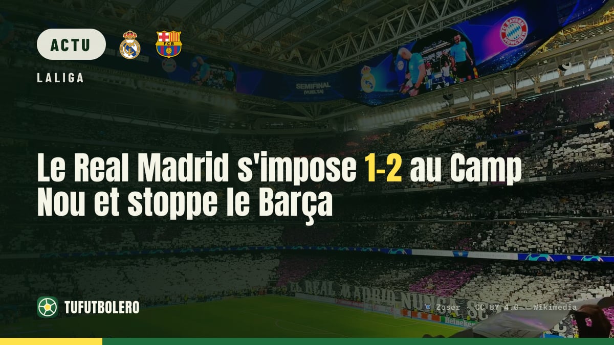 Le Real Madrid s'impose 1-2 au Camp Nou et stoppe le Barça