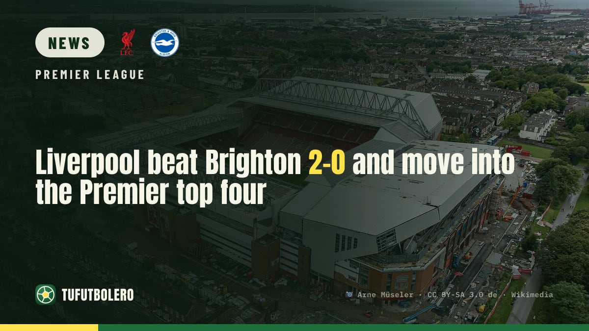 Liverpool beat Brighton 2-0 and move into the Premier top four