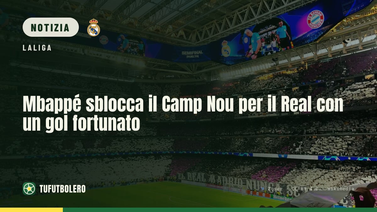 Mbappé sblocca il Camp Nou per il Real con un gol fortunato